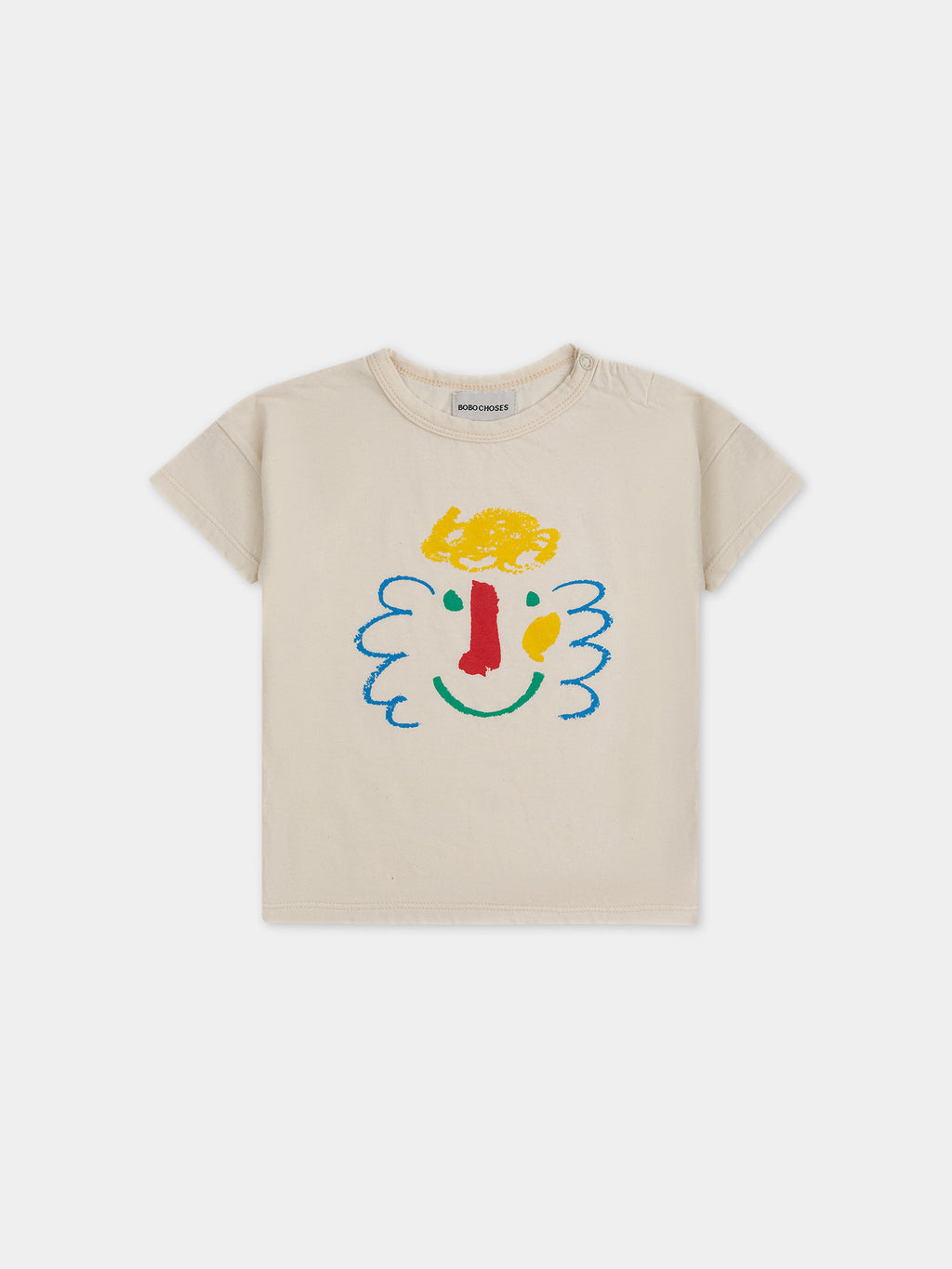 Ivory t-shirt for baby boy with multicolor print